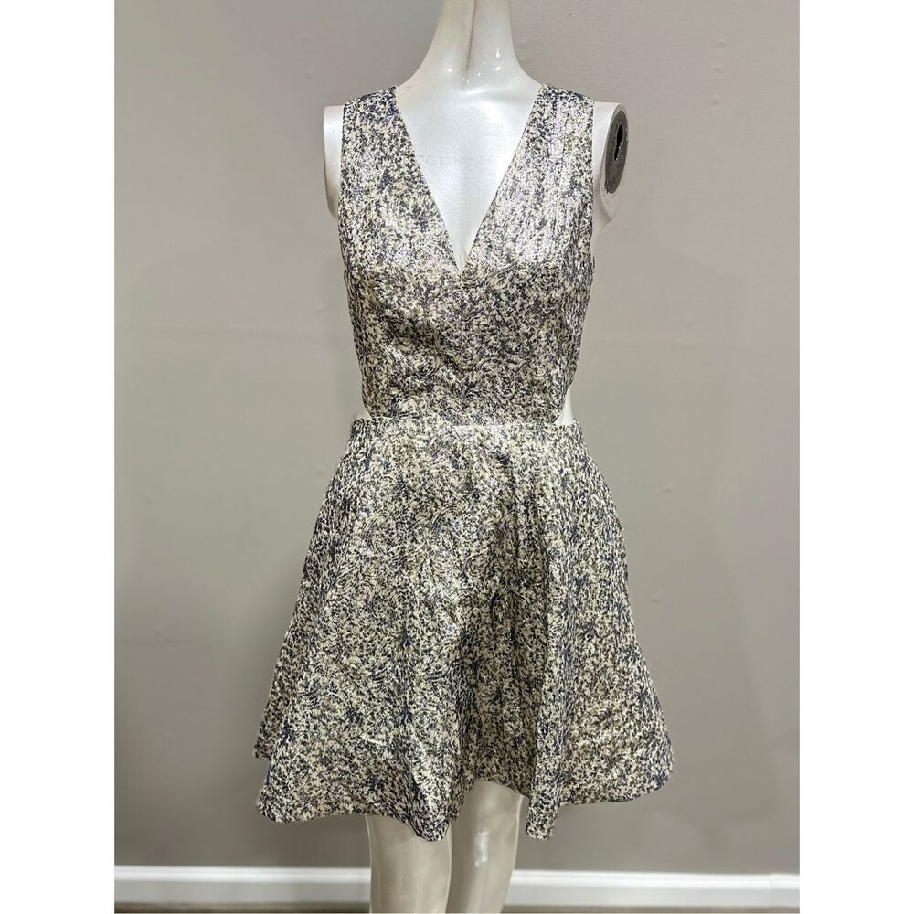 Alice + Olivia Cutout Metallic Jacquard Fit & Flare Mini Dress Black Size 2 $440 - Picture 5 of 11